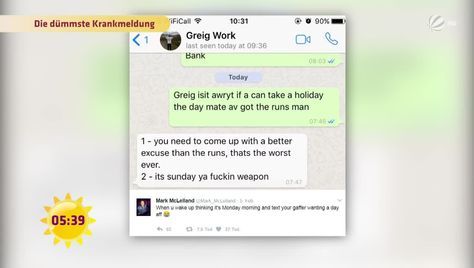 fruhstucksfernsehen video das ist die wohl dummste krankmeldung des jahres sat 1