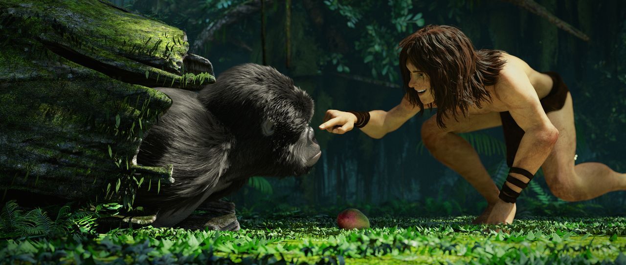 Fortbewegend, wie ein Affe scheint Tarzan vollkommen zur Familie der Affen dazu zu gehören. Wie mit einem Bruder albert Tarzan mit seinem Affenfreun... - Bildquelle: Constantin Film