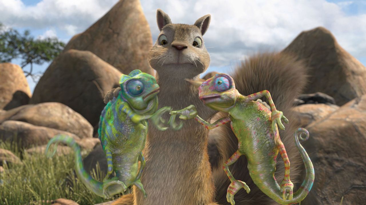Eichhörnchen Benny (M.) muss sich mit einigen Chamäleons anlegen, die sich nach und nach als große Hilfe herausstellen ... - Bildquelle: Disney Enterprises, Inc.  All rights reserved