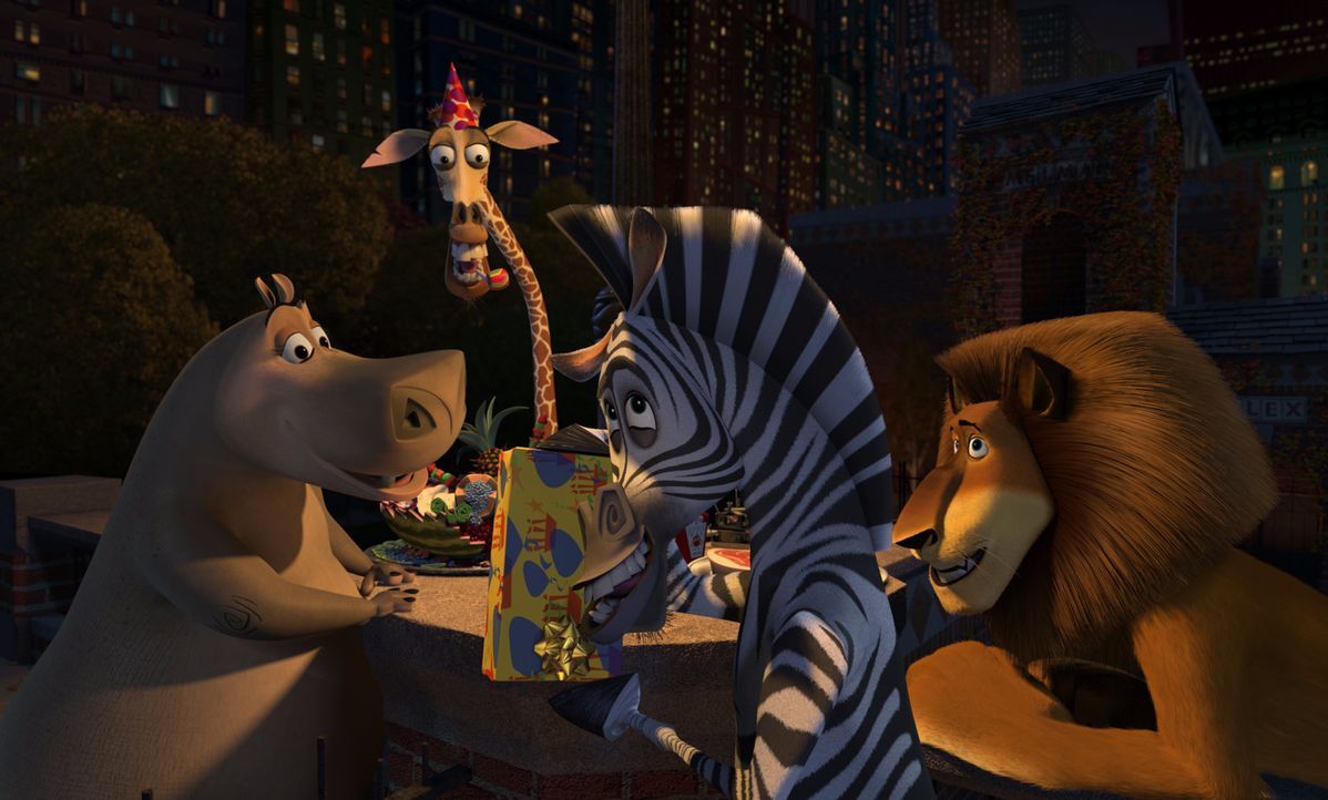 Der selbstverliebte Löwe Alex, das vorlaute Zebra Marty, die ständig panische Giraffe Melman und die divenhafte Nilpferd-Dame Gloria sind die abso... - Bildquelle: TM &   2004 DREAMWORKS ANIMATION SKG.
