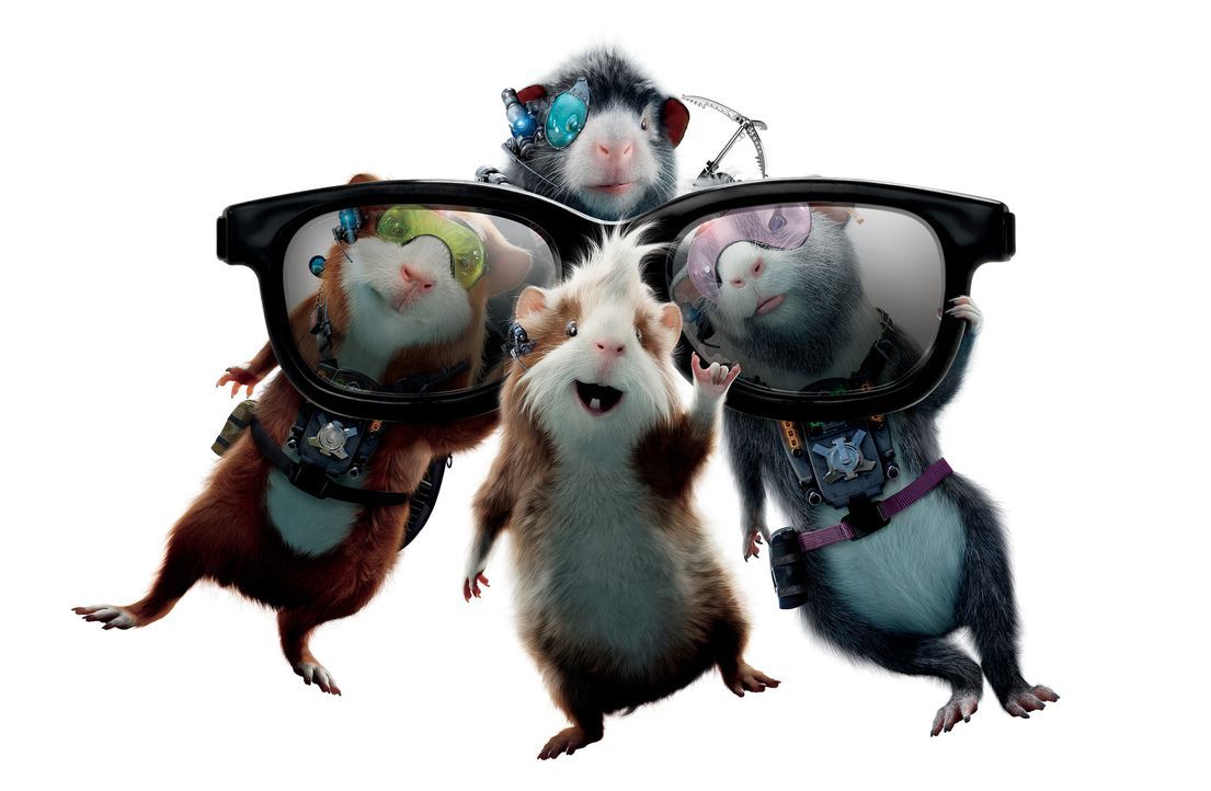 G-Force - Agenten mit Biss: Hurley (M.), Juarez (r.), Darwin (l.) und Blaster (hinten) ... - Bildquelle: Disney Enterprises, Inc. and Jerry Bruckheimer Inc.  All Rights Reserved
