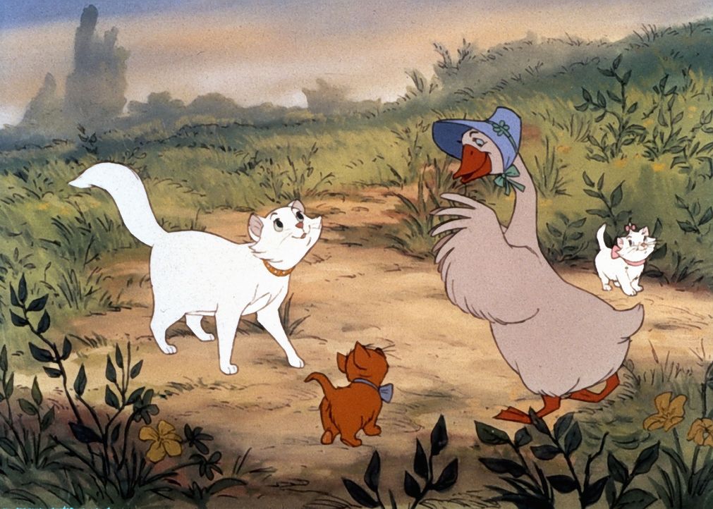 Abigail Gabble (2.v.r.) hilft Duchess (l.) und ihren Kätzchen Toulouse (2.v.l.) und Marie (r.) gerne und erklärt ihnen den Weg ... - Bildquelle: The Walt Disney Company.  All rights reserved
