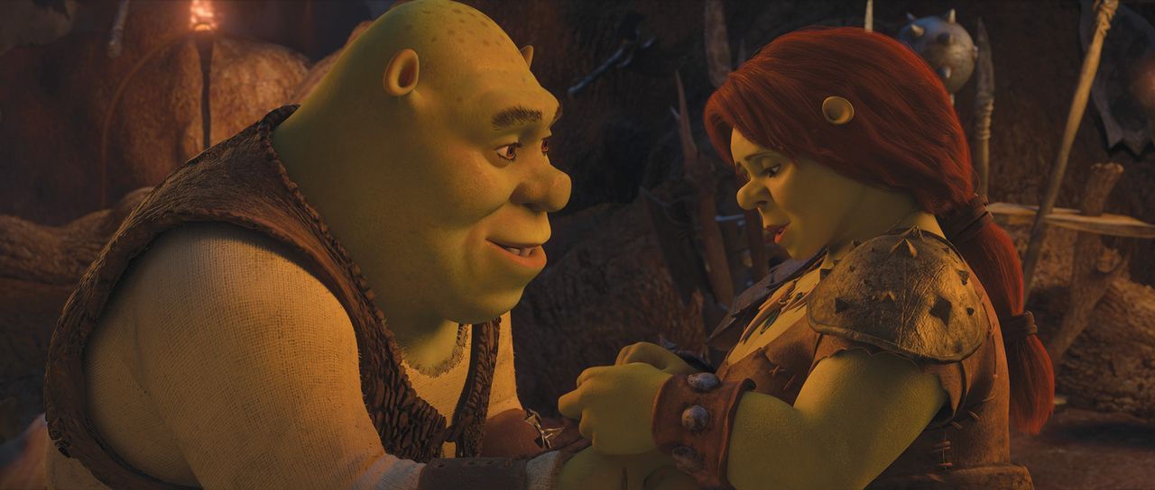 Wird sich Fiona (r.) auch in der alternativen Parallelwelt in Shrek (l.) verlieben? Das wäre zumindest die Voraussetzung für eine Rückkehr in die... - Bildquelle: 2012 DreamWorks Animation LLC. All Rights Reserved.