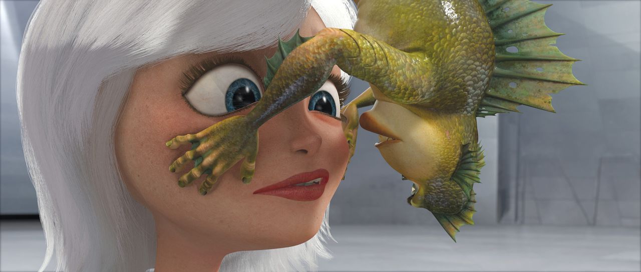 Als eines Tages ein geheimnisvoller Roboter auf der Erde landet und Aliens die Weltherrschaft übernehmen wollen, sind Missing Link (r.), Gigantika... - Bildquelle: TM and   2008 by DreamWorks Animation LLC. All rights reserved.