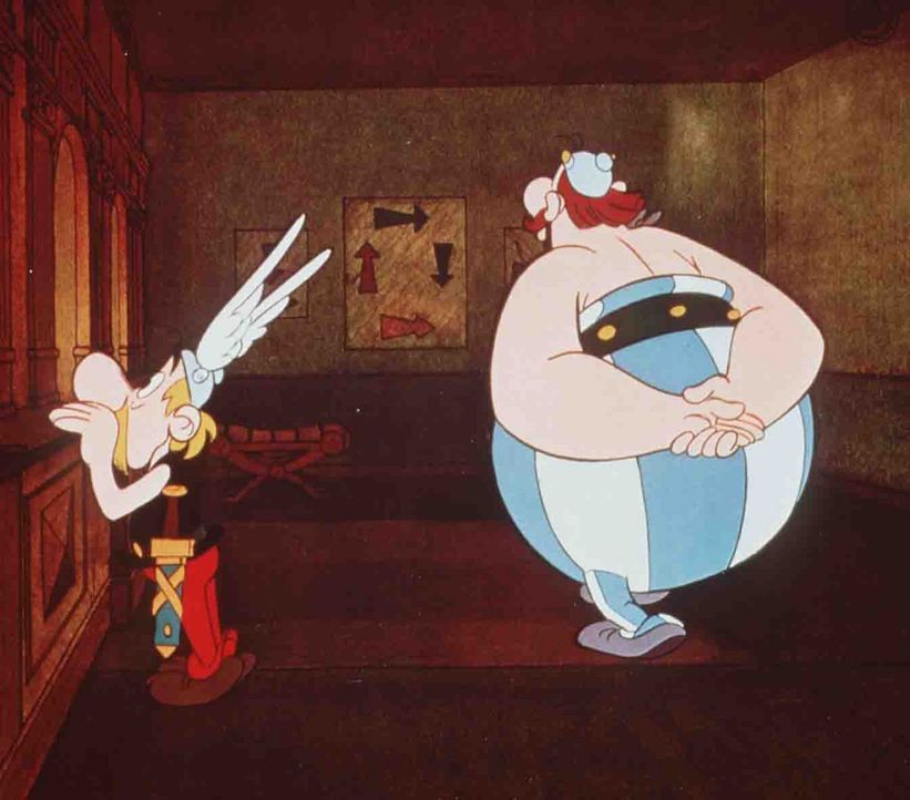 Entschlossen, ein für alle Mal reinen Tisch zu machen, hat Cäsar für die Asterix (l.) und Obelix (r.) ein abenteuerliches Experiment arrangiert ... - Bildquelle: Jugendfilm-Verleih GmbH