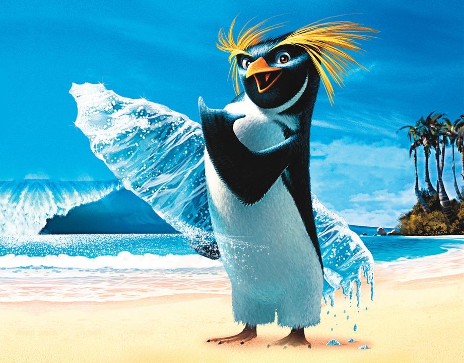 Eines Tages verlässt der draufgängerische Cody seine kalte Heimat Shiverpool in der Antarktis. Er will am großen Surf-Contest im Surfer-Paradies... - Bildquelle: 2007 Sony Pictures Animation Inc. All Rights Reserved.