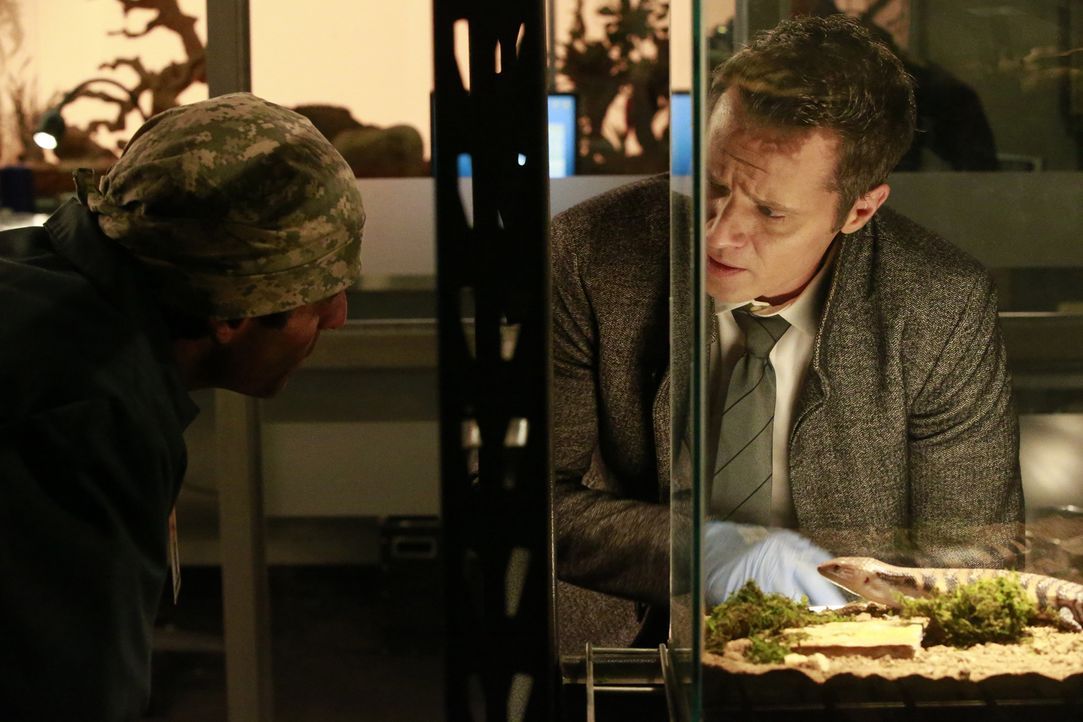 Alle Versuche Ryans (Seamus Dever, r.), die Immigranten zum Reden zu bringen, scheitern. Da beschließt Rick Castle, undercover in die Welt der Sprac... - Bildquelle: Mitchell Haaseth 2016 American Broadcasting Companies, Inc. All rights reserved.