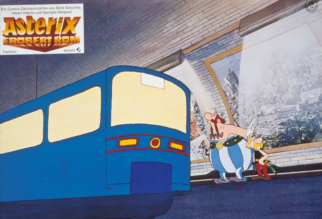 Nicht einmal die römische U-Bahn kann Asterix (r.) und Obelix (l.) aus der Fassung bringen ... - Bildquelle: Jugendfilm-Verleih GmbH