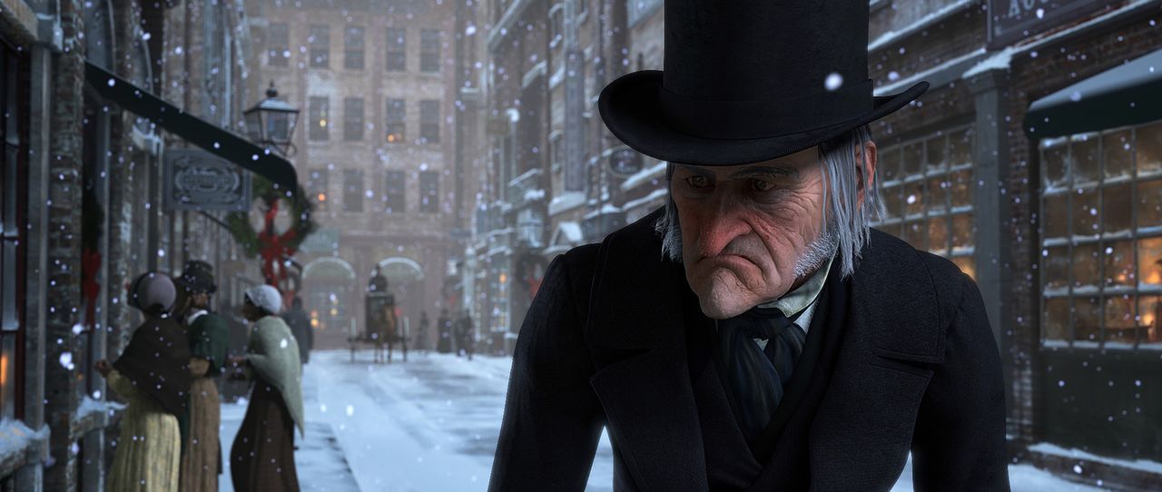 London im 19.Jahrhundert: Der geizige und verbitterte Geldverleiher Ebenezer Scrooge (Jim Carrey) ist ein Mann ohne Freude am Leben und wie es schei... - Bildquelle: Walt Disney Pictures/Imagemovers Digital, LLC.