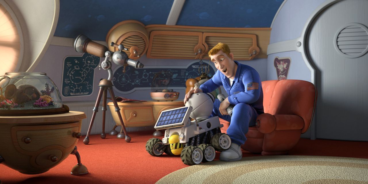 Mit der Hilfe seines Roboterkameraden Rover (l.) und seinem neuen Freund Lem, muss sich Chuck (r.) seinen Weg durch die schillernde und verwirrende... - Bildquelle: 2009 Columbia TriStar Marketing Group, Inc.  All Rights Reserved.