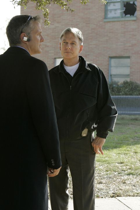 Gibbs (Mark Harmon, r.) befragt Ray Vincent (Patrick Fabian, l.) zu einem neuen Fall ... - Bildquelle: CBS Television