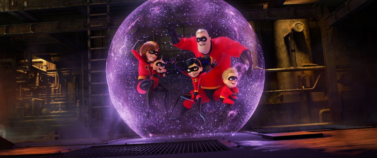 (v.l.n.r.) Helen Parr/Elastigirl; Jack-Jack Parr; Violet Parr; Bob Parr/Mr. Incredible; Dashiell Parr - Bildquelle: 2018 Disney/Pixar. All Rights Reserved.