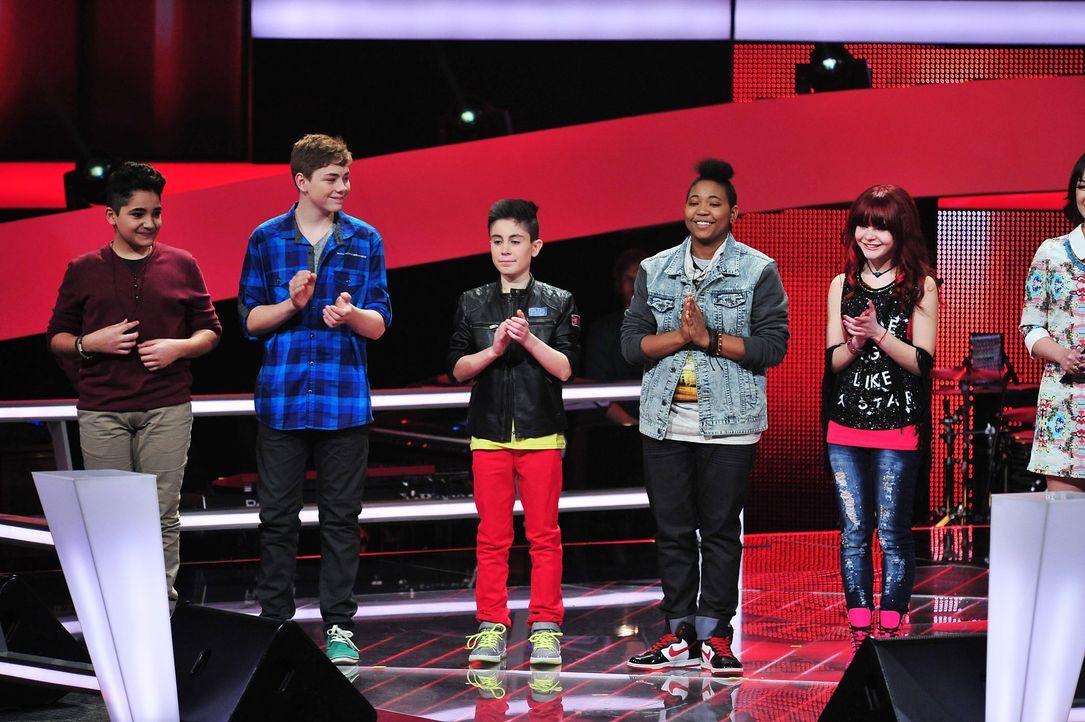 The-Voice-Kids-Stf02-Epi07-Carlotta-Jamica-Soufjan-Noah-Joel-2-SAT1-Andre-Kowalski - Bildquelle: SAT.1/Andre Kowalski