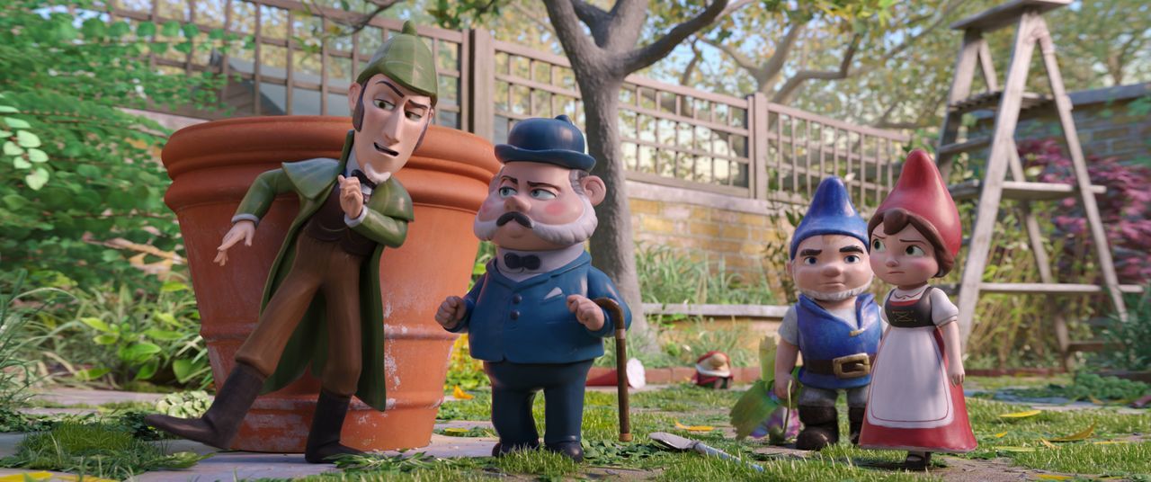 (v.l.n.r.) Sherlock Gnomes; Dr. Watson; Gnomeo; Julia - Bildquelle: © 2018 Paramount Pictures and Metro-Goldwyn-Mayer Pictures Inc. All Rights Reserved.