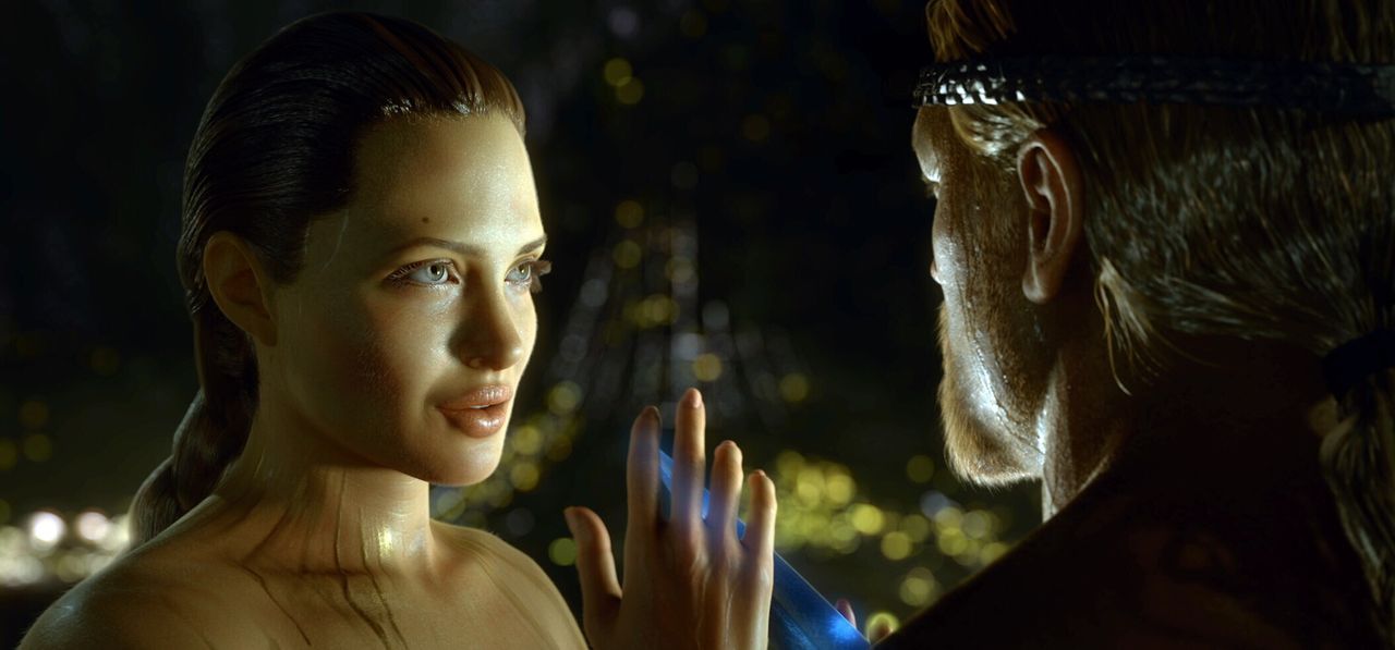 Als Beowulf (Ray Winstone, r.) das Monster Grendel tötet, erweckt er den Zorn von dessen Mutter (Angelina Jolie, l.), einem bösartigen Verführung... - Bildquelle: 2007 Warner Brothers International Television Distribution Inc.