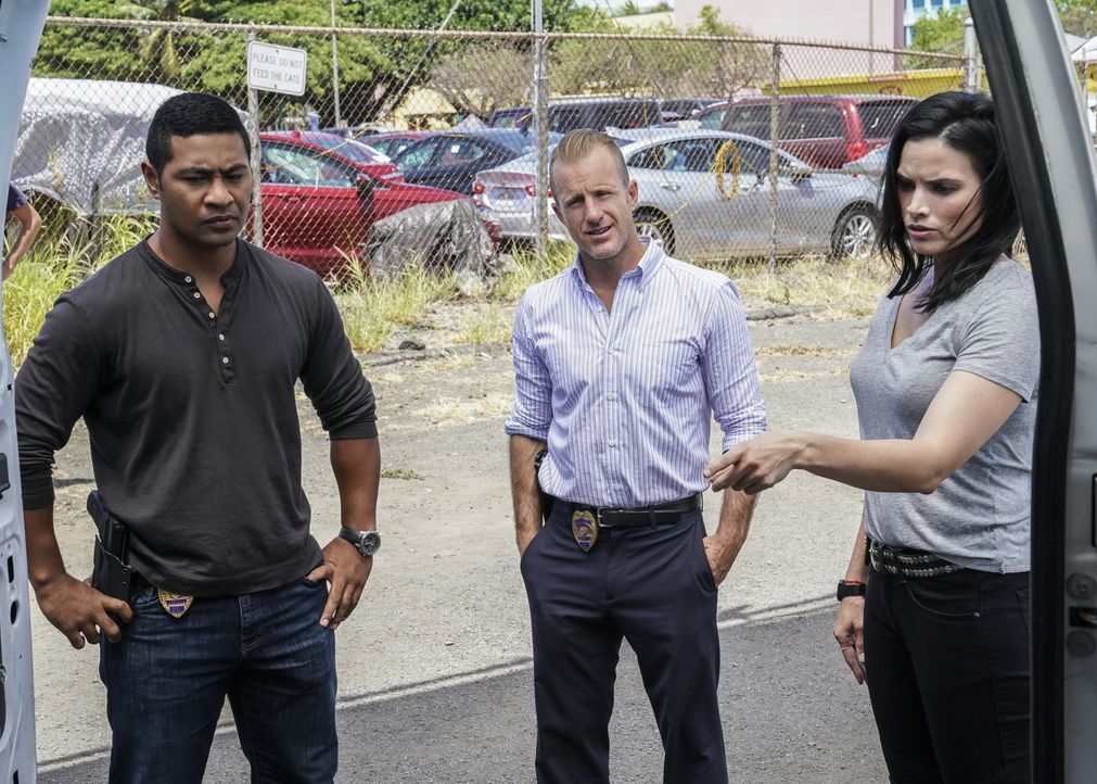 (v.l.n.r.) Junior Reigns (Beulah Koale); Danny Williams (Scott Caan); Quinn Liu (Katrina Law) - Bildquelle: Karen Neal 2019 CBS Broadcasting, Inc. All Rights Reserved. / Karen Neal