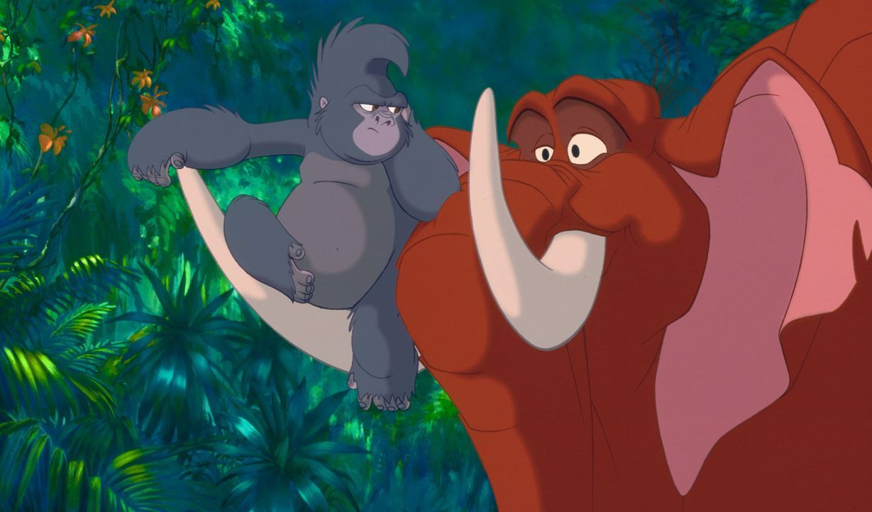 Tarzan findet im Gorillamädchen Terk, l. und dem Elefantenjungen Tantor, r. seine besten Freunde ... - Bildquelle: Edgar Rice Burroughs Inc. and Disney
